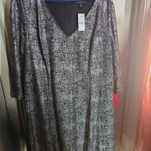 Lane Bryant Textured Black and Gray Long Sleeve Dress